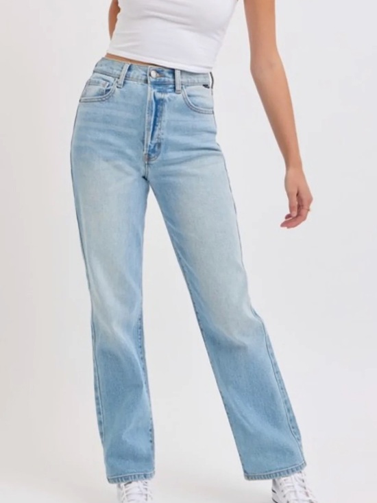 Cello Denim - CELLO Super High-Rise Straight Leg Dad Jean - Light Blue